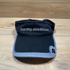Harley Davidson Visor Hat Cap Mens Strap Back Black Gray Motorcycles Biker